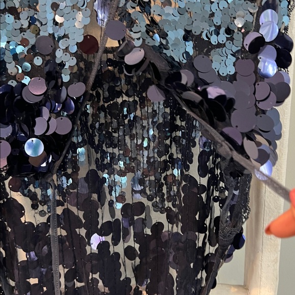 Free people Melrose sequin n lace nwt holiday backless midnight blue bodysuit M - Picture 10 of 14